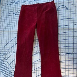 LUCID Gorgeous Red Suede Pants Straight Leg w/ Decorative Seams Women's Size 8